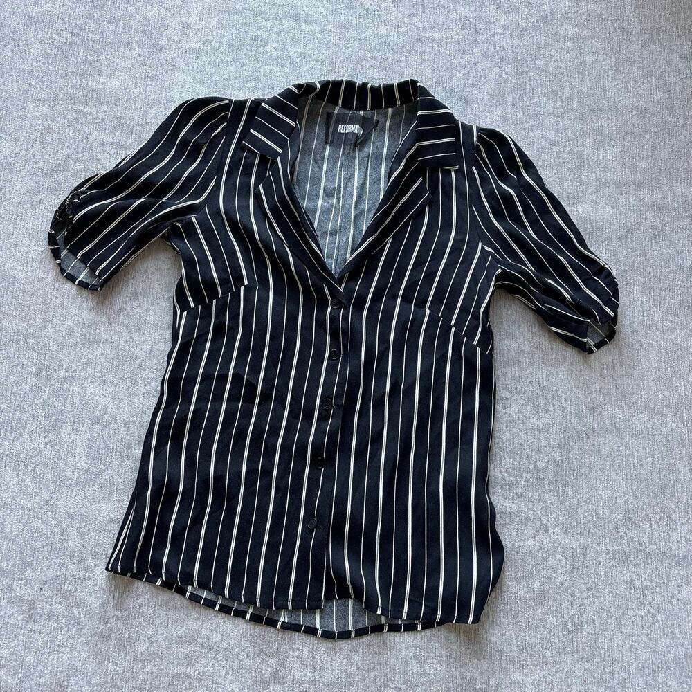 Reformation Striped Short Sleeve Top